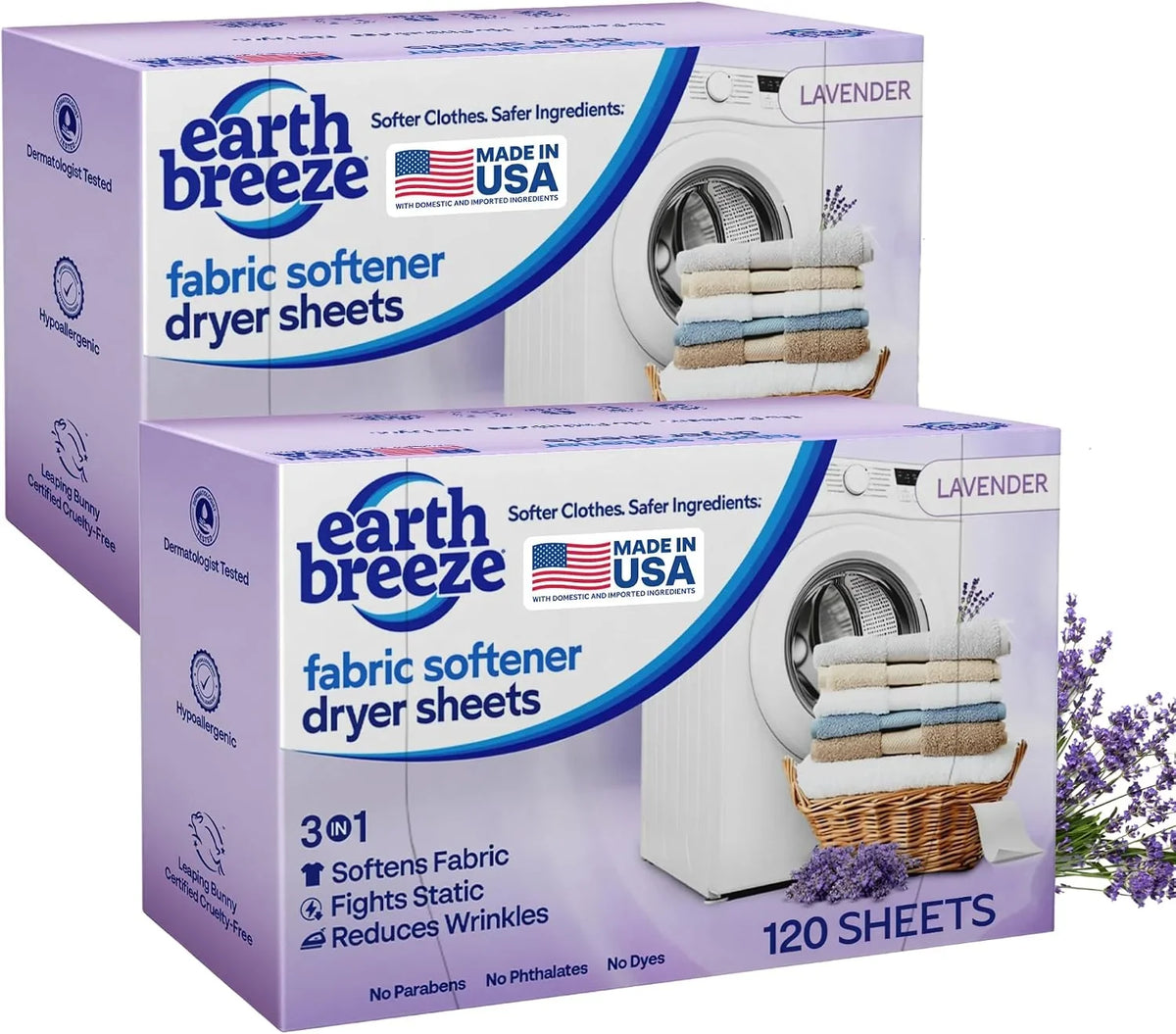 Earth Breeze Fabric Softener Dryer Sheets Lavender (2 Pack) Main image