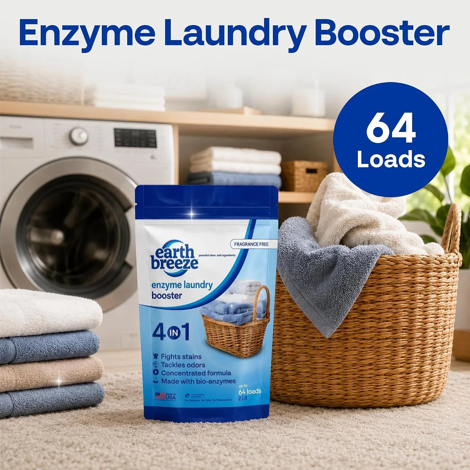 Earth Breeze Enzyme Laundry Booster Powder 2lbs (64 Loads) Secondary image