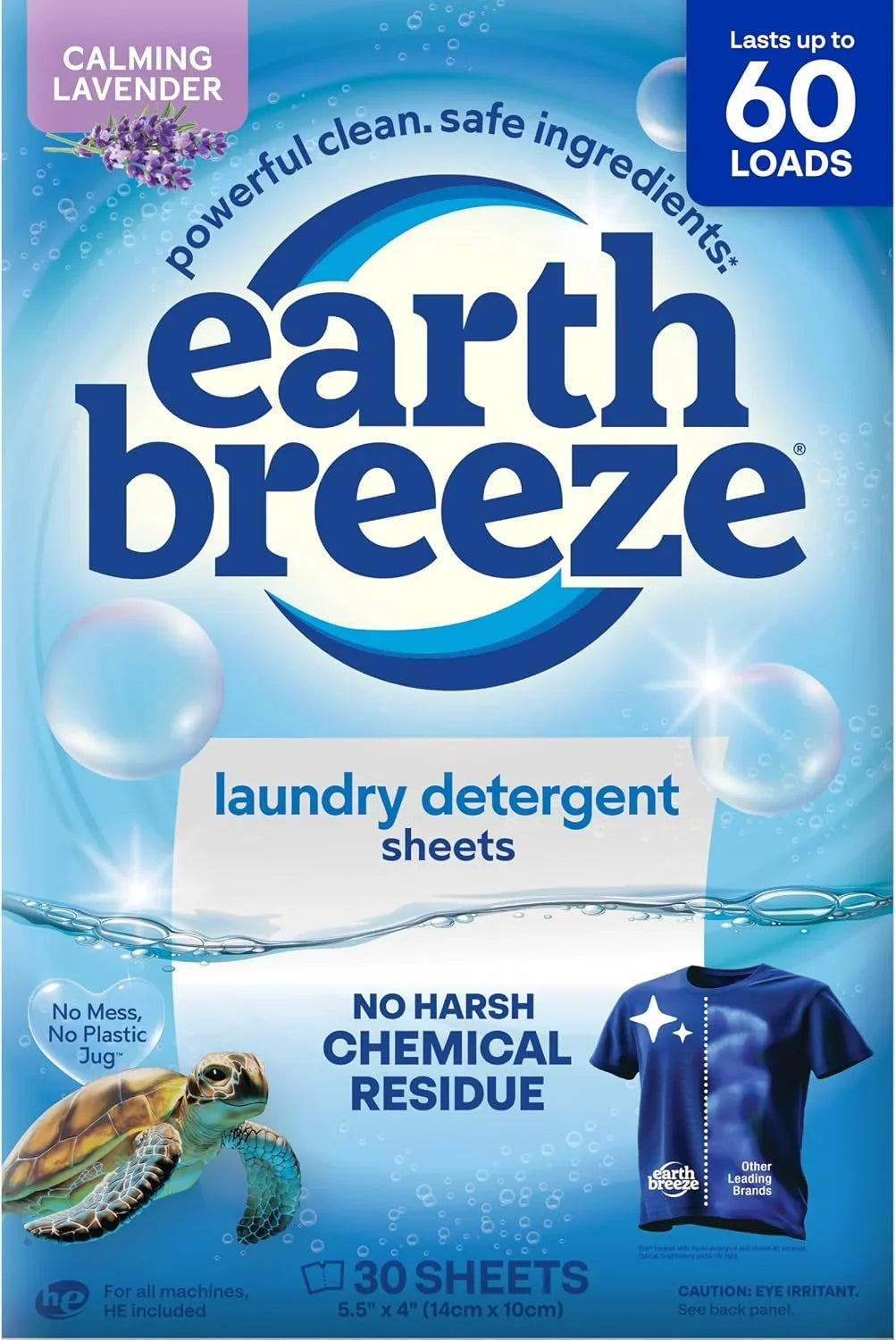 Earth Breeze Laundry Detergent Sheets Calming Lavender 60 Loads Main image