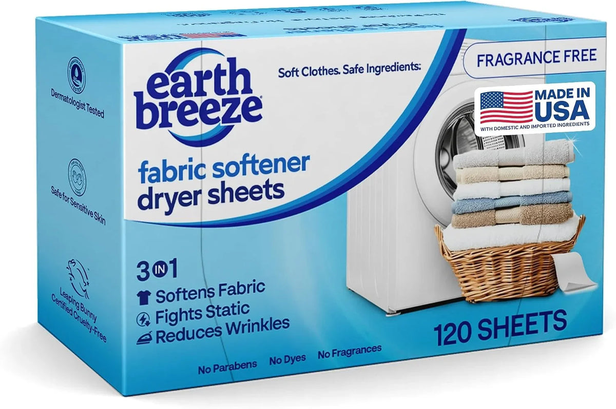 Earth Breeze Fabric Softener Dryer Sheets Fragrance Free (1 Pack) Main image