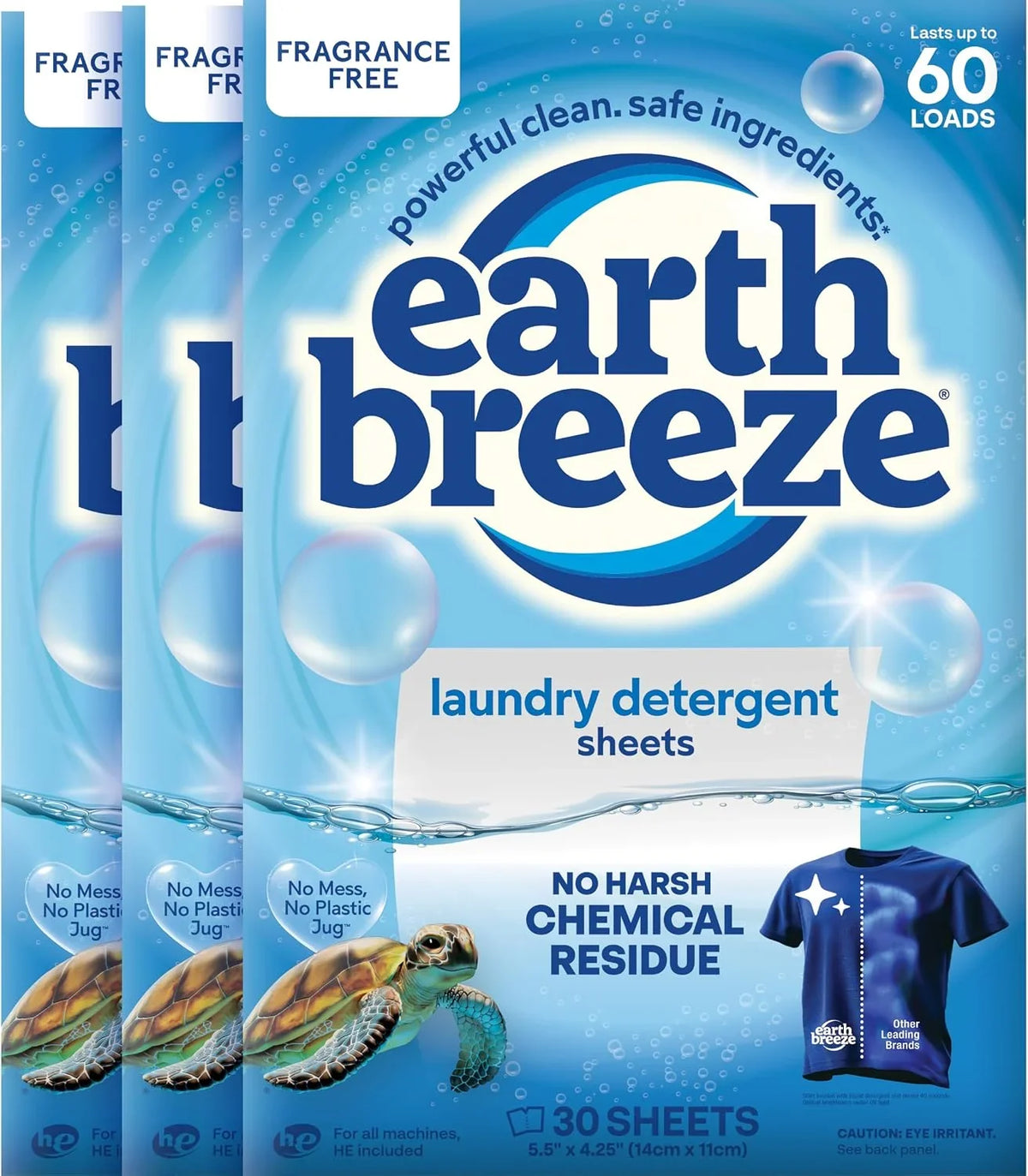Earth Breeze Laundry Detergent Sheets Calming Lavender 60 Loads (Fragrance Free) Main image