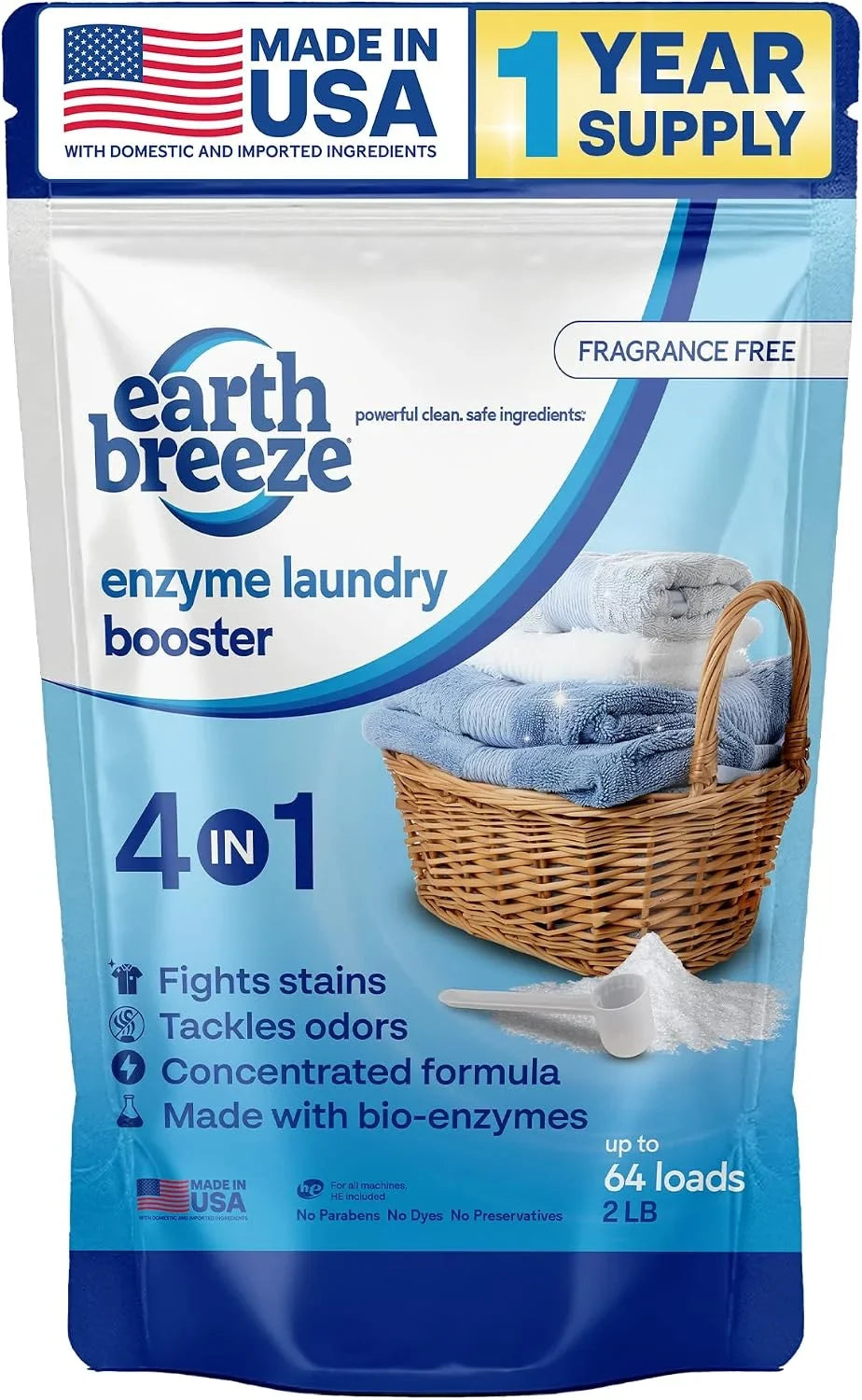 Earth Breeze Enzyme Laundry Booster Powder 2lbs (64 Loads) Main image